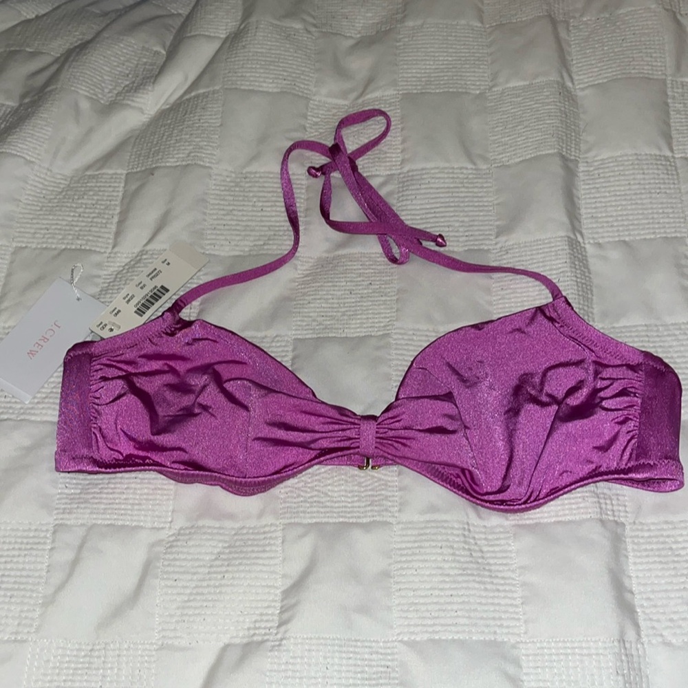 NWT Jcrew magenta bikini halter top w/ back clasp and side boning, medium 👙